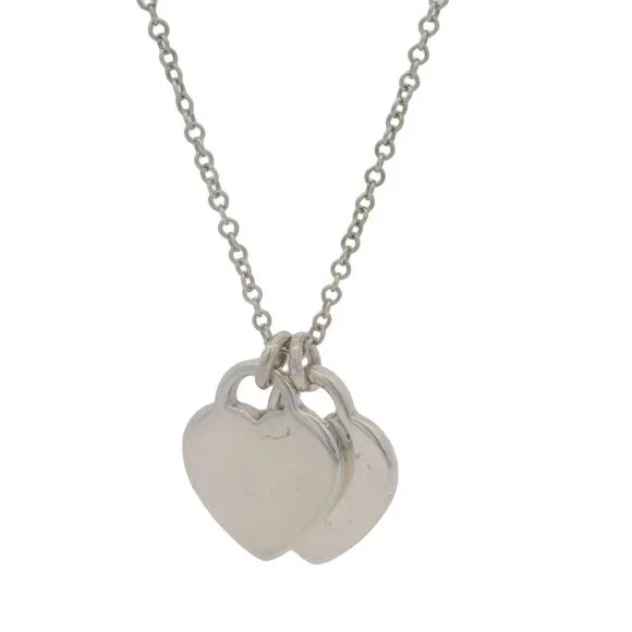 Tiffany & Co Return To Tiffany Mini Heart Tag 925 Silver Necklace Pink Enamel